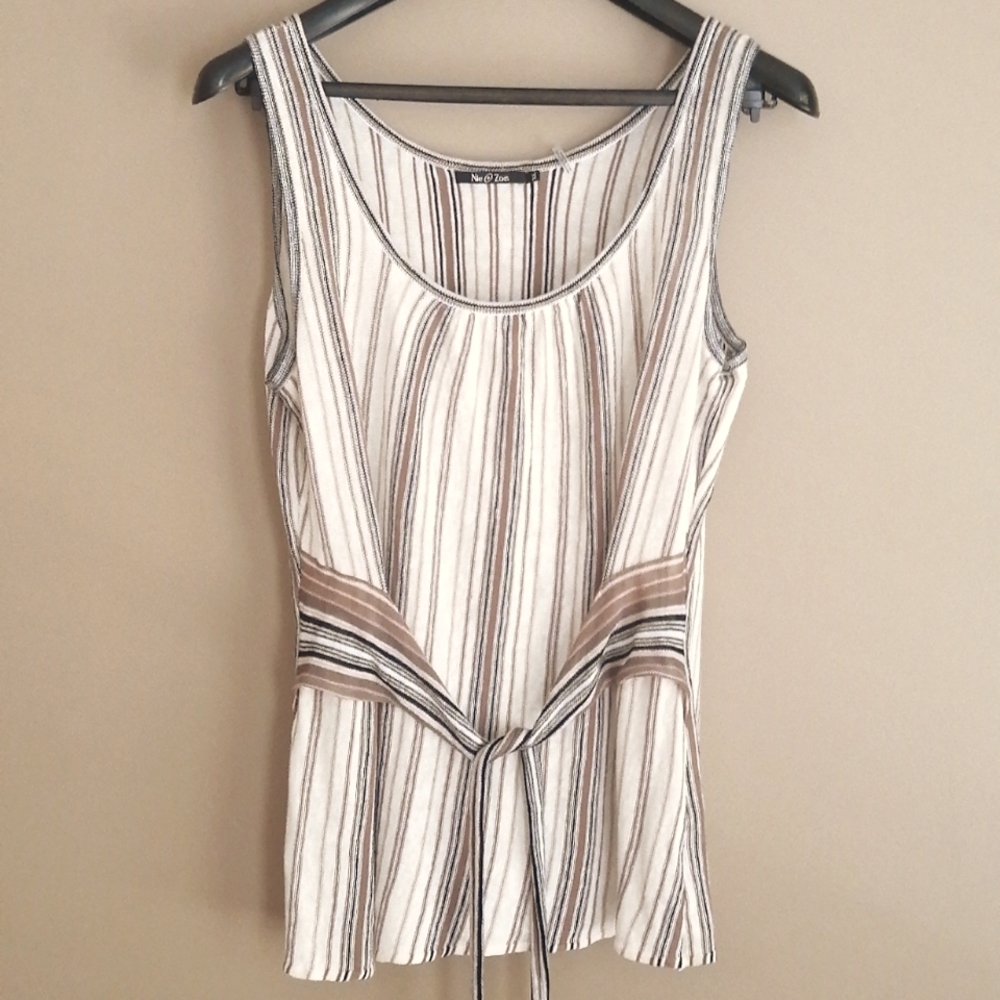 Nic & Zoe linen sleeveless top, neutral colors, sz xl